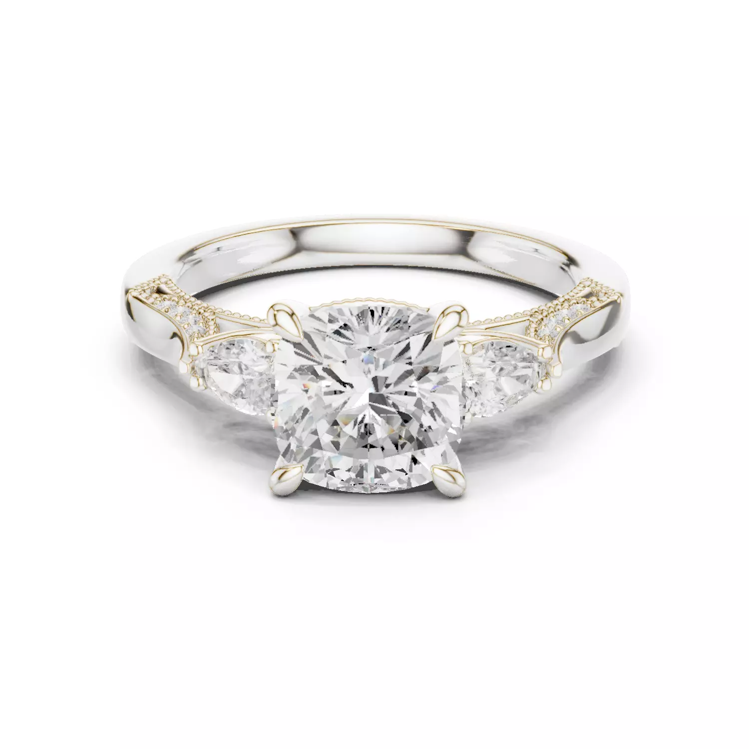 Cushion Pear Cut Diamond Engagement Wedding Ring 3DM STL Video 3D print model_14