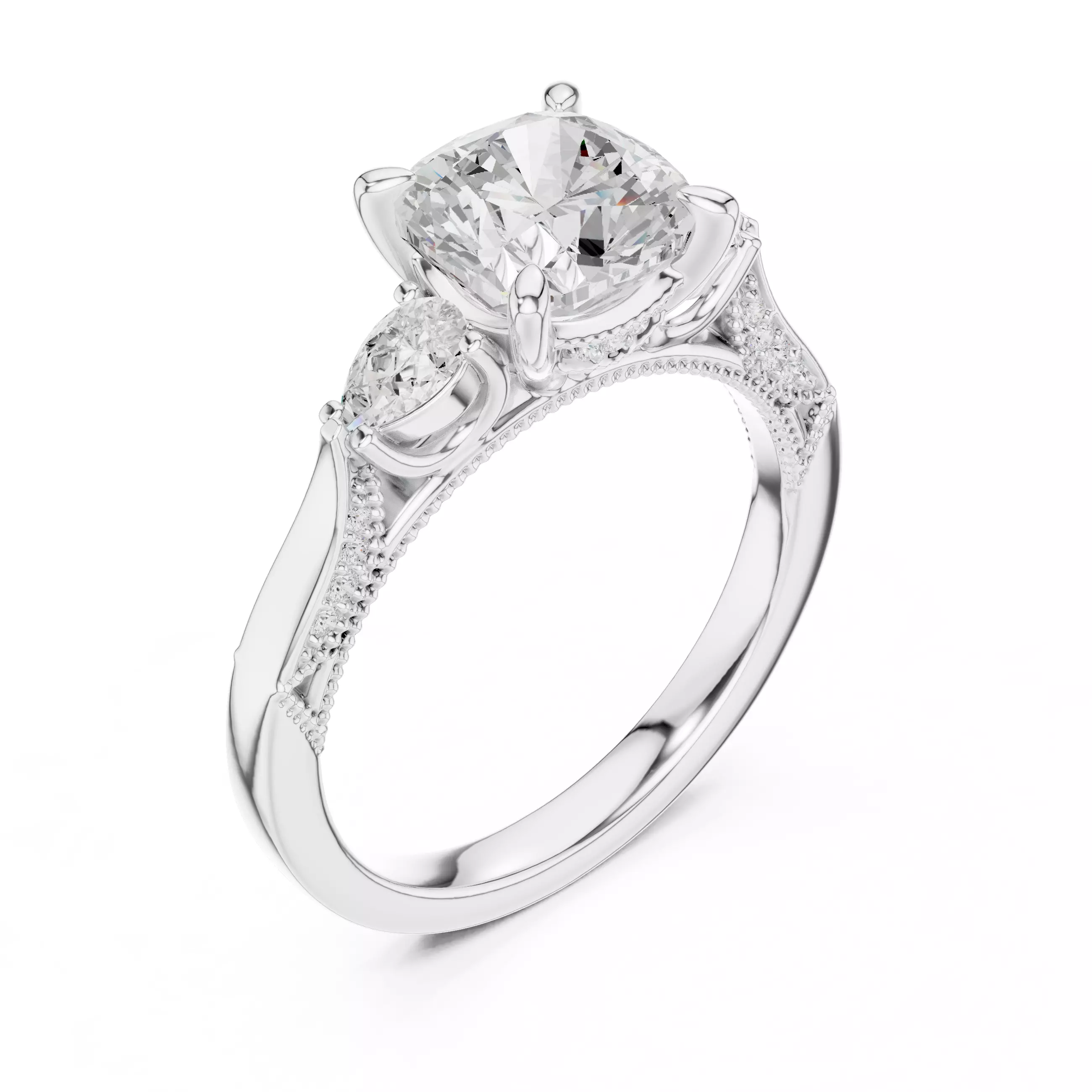 Cushion Pear Cut Diamond Engagement Wedding Ring 3DM STL Video 3D print model_10