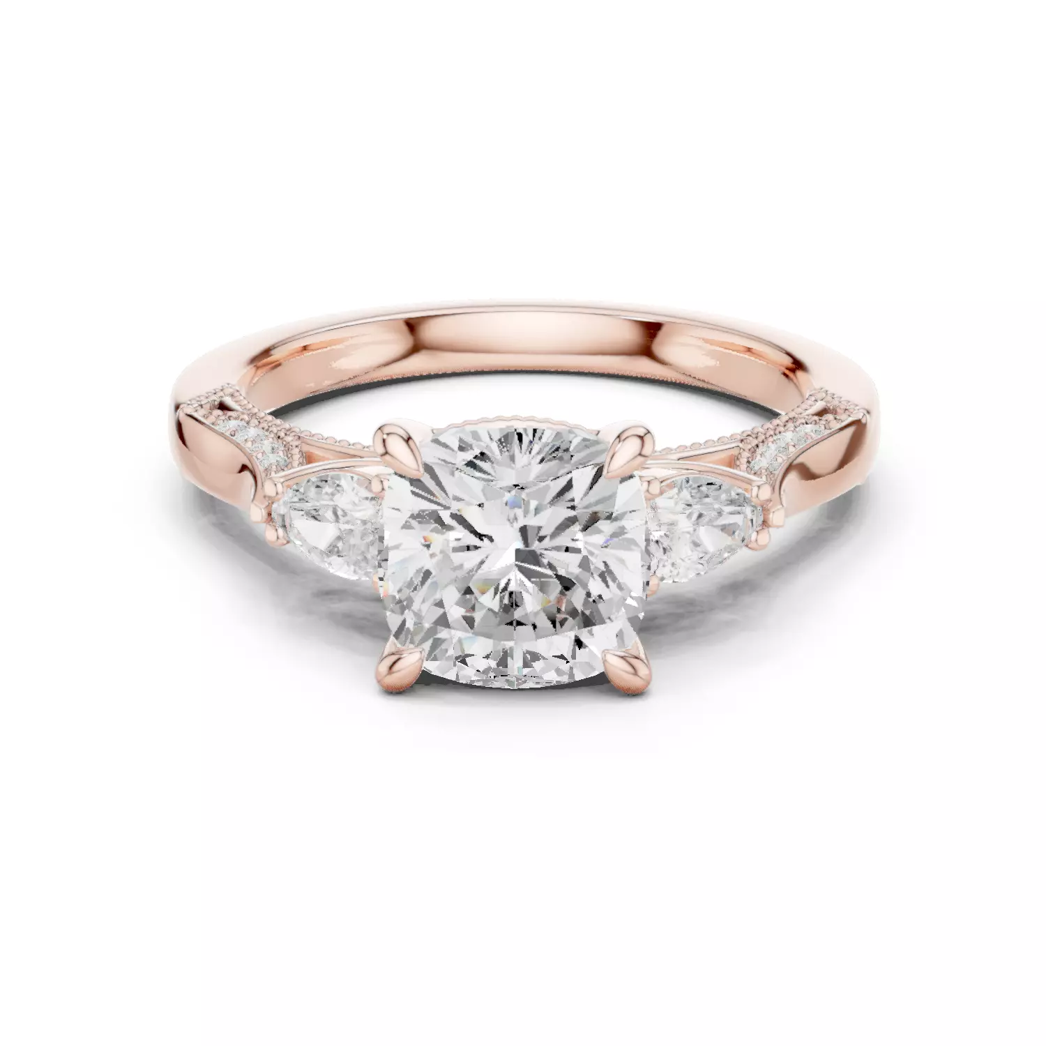 Cushion Pear Cut Diamond Engagement Wedding Ring 3DM STL Video 3D print model_12