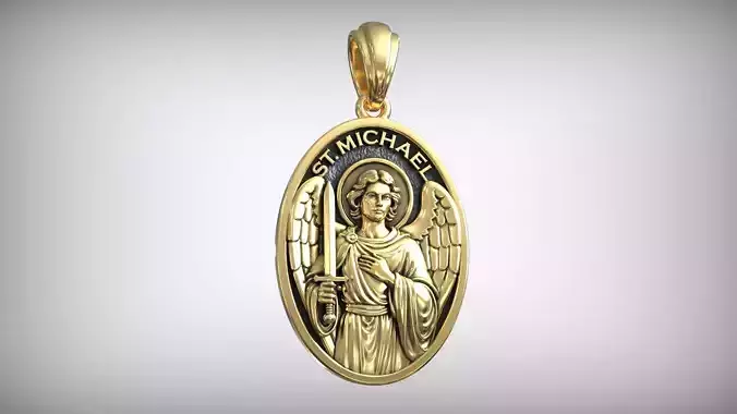 Saint Michael Archangel Oval Medal Catholic Christian Pendant 