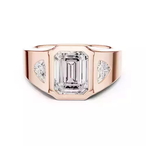 Three Stone Emerald and Trillion Cut Bezel Set Ring File Video