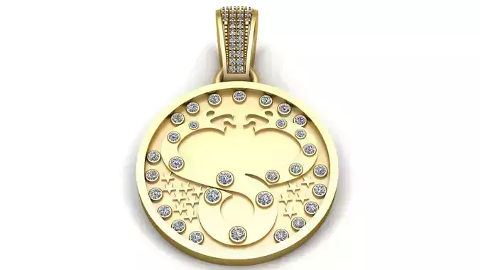 round gold pendant 