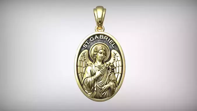 Saint Gabriel Archangel Oval Medal Catholic Christian Pendant 