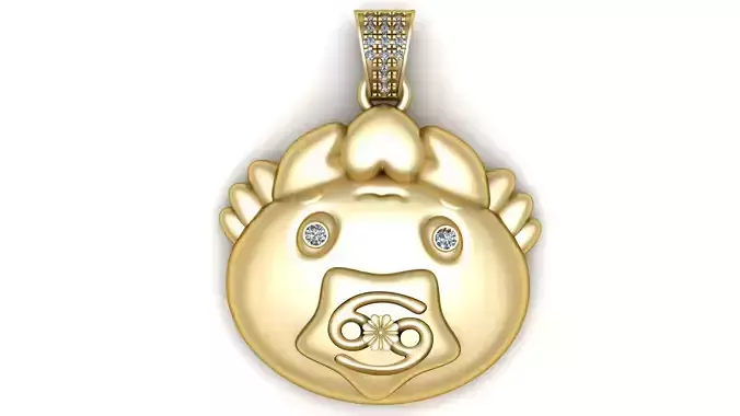  Golden Crab Pendant with Diamonds