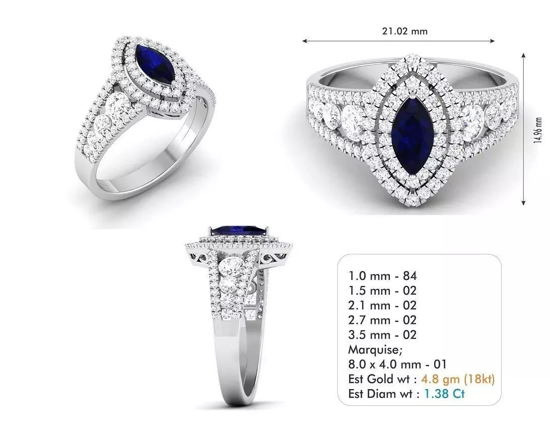 Diamond Wedding Ring 69 Free 3D print model