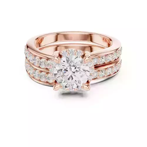 1CT Round Cut Halo Diamond Wedding Ring Set 3DM STL Video 3D print model