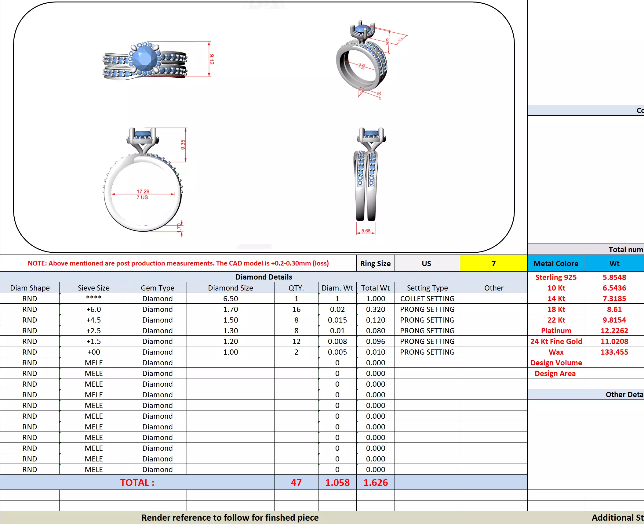 1CT Round Cut Halo Diamond Wedding Ring Set 3DM STL Video 3D print model_16