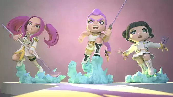 Huntrix K-Pop - Rumi - Zoey - Mira - anime