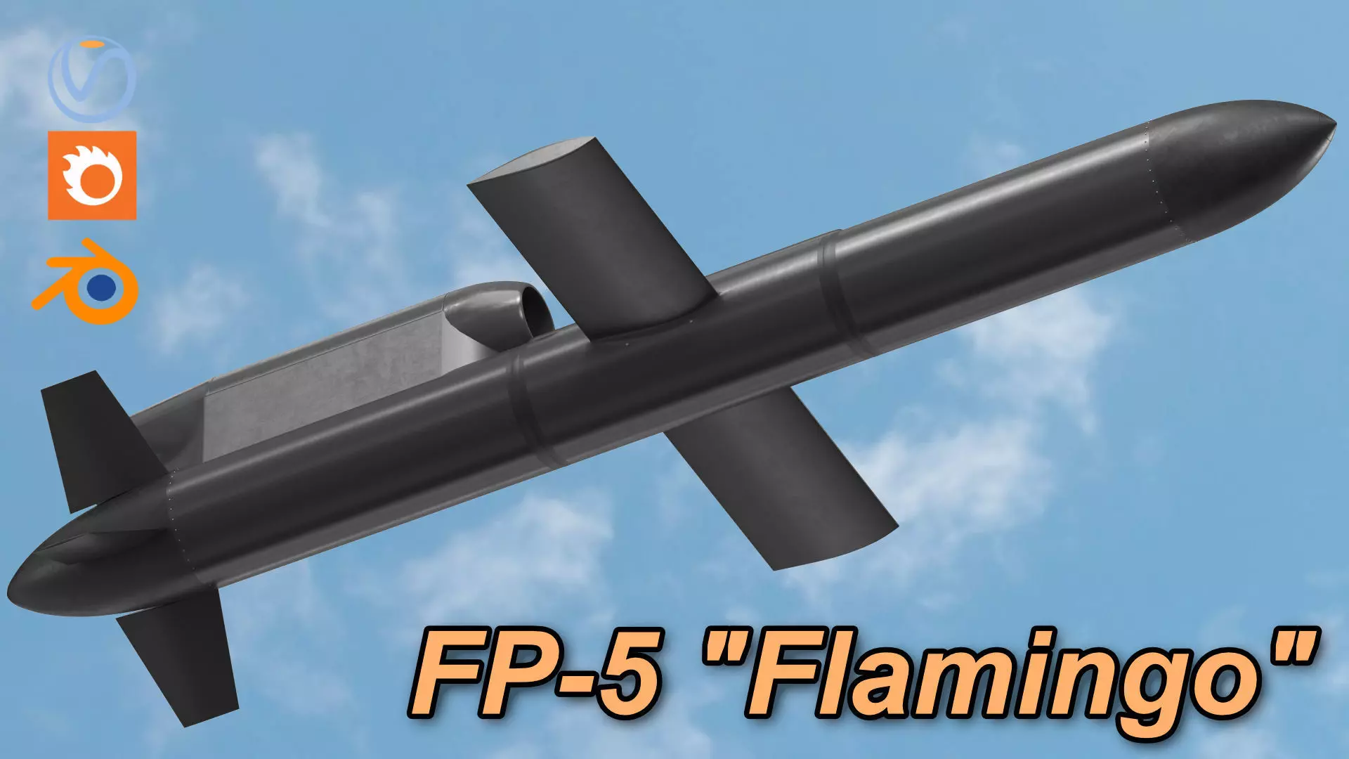 FP-5 Flamingo Ukrainian ground-launched cruise missile  3D model_1