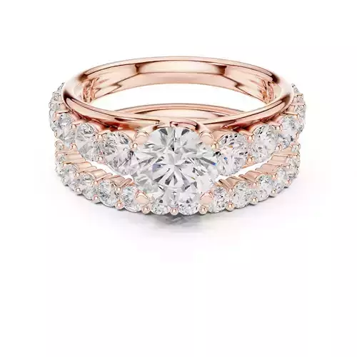 Round Cut Diamond Taper Shank Wedding Ring Set 3DM STL Video