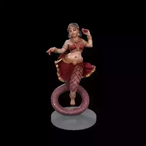 2083Indian Serpent Woman Dancer on Pedestal  magic
