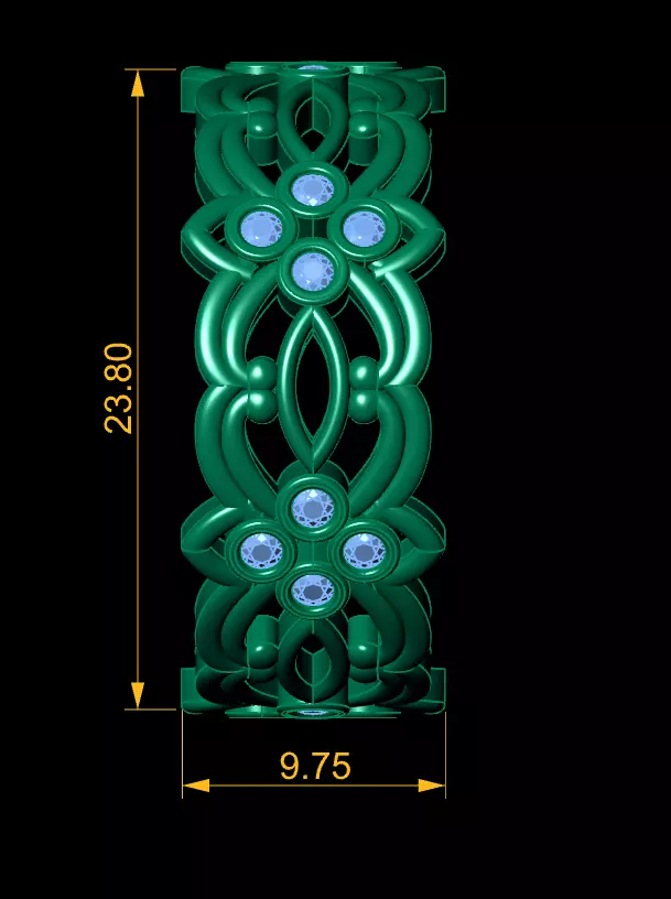 Floral Filigree Diamond Eternity Bands in Gold and Platinum 3D print model_4