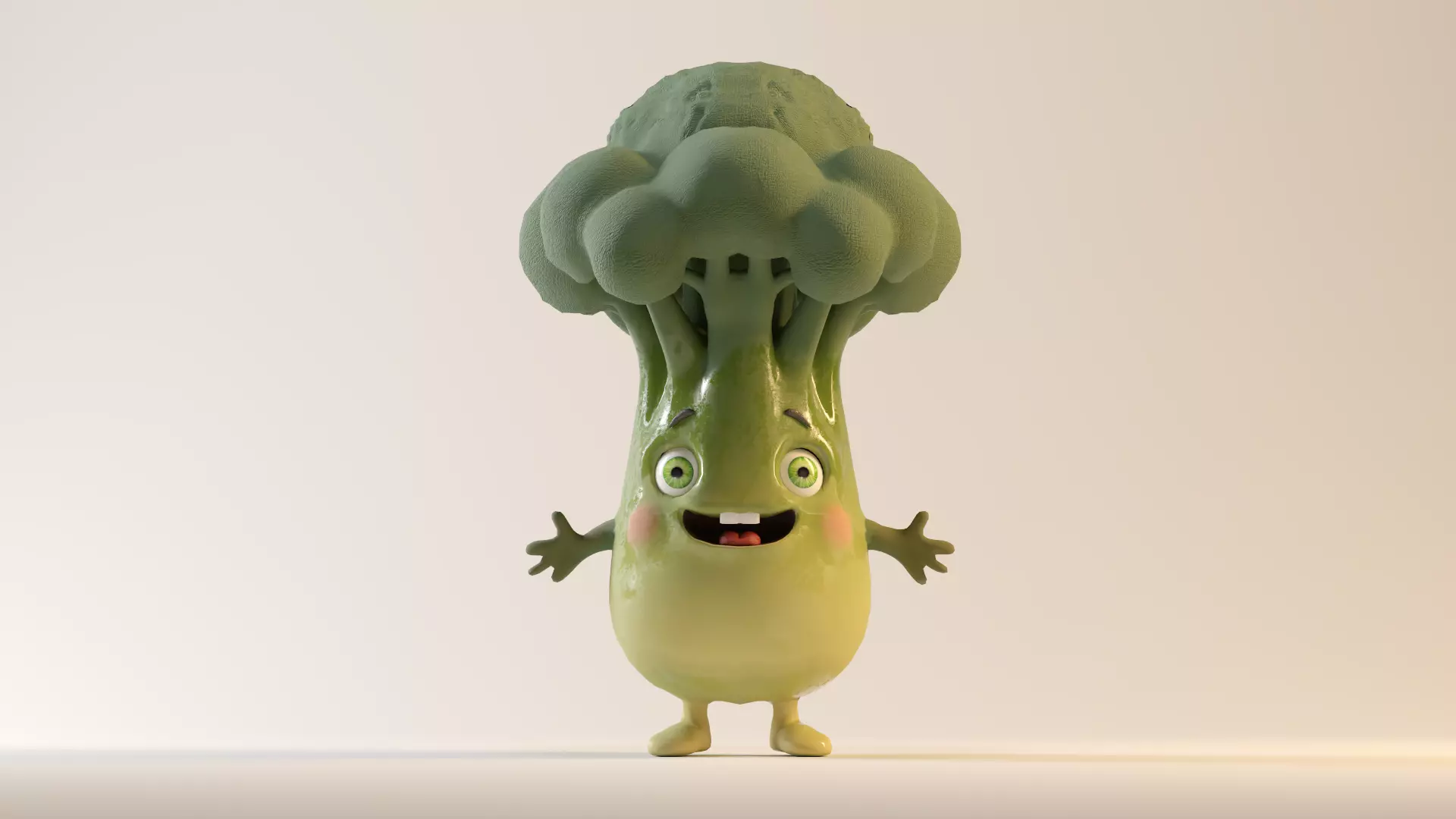Broccoli Vegetable Mascot Character Low-poly 3D model
