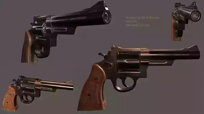 3d Revolver Low-poly 3D model