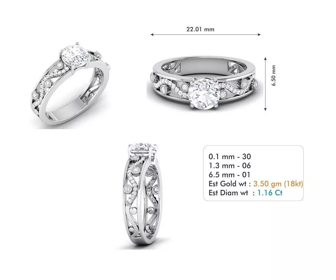 Diamond Wedding Ring 32 Free 3D print model