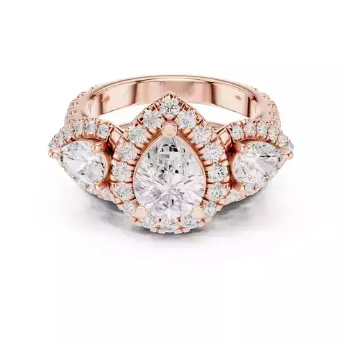 Pear Cut Pave Halo Diamond Engagement Wedding Ring 3DM STL Video