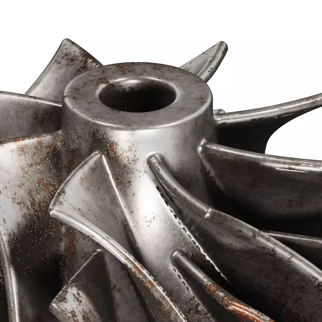 Rusty Centrifugal Pump Impeller 3D model_2