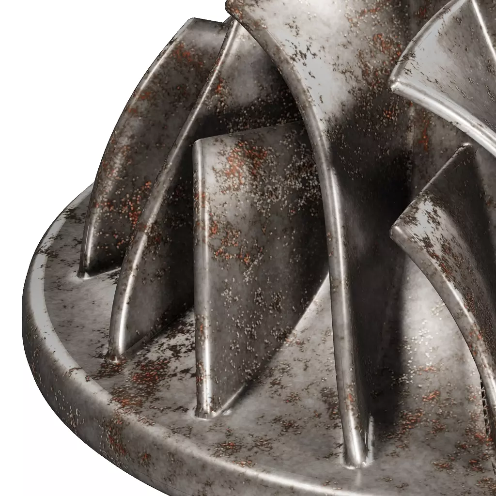 Rusty Centrifugal Pump Impeller 3D model_3