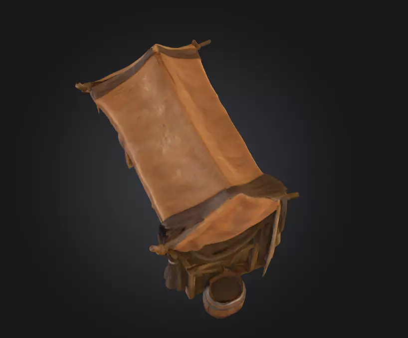 Medieval Market Stall Low-poly 3D model_9