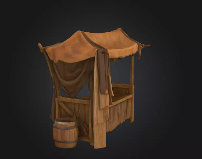 Medieval Market Stall Low-poly 3D model_6