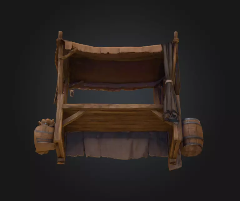 Medieval Market Stall Low-poly 3D model_14