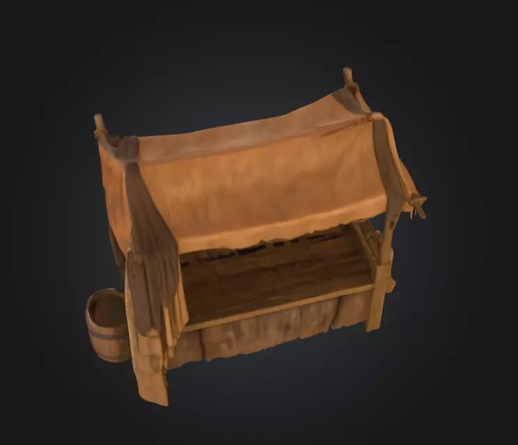 Medieval Market Stall Low-poly 3D model_10
