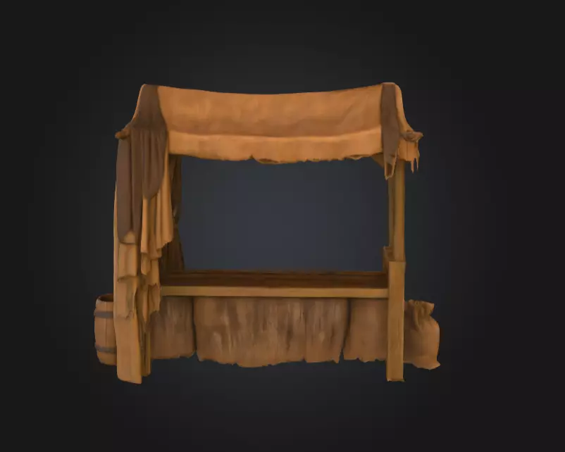 Medieval Market Stall Low-poly 3D model_5