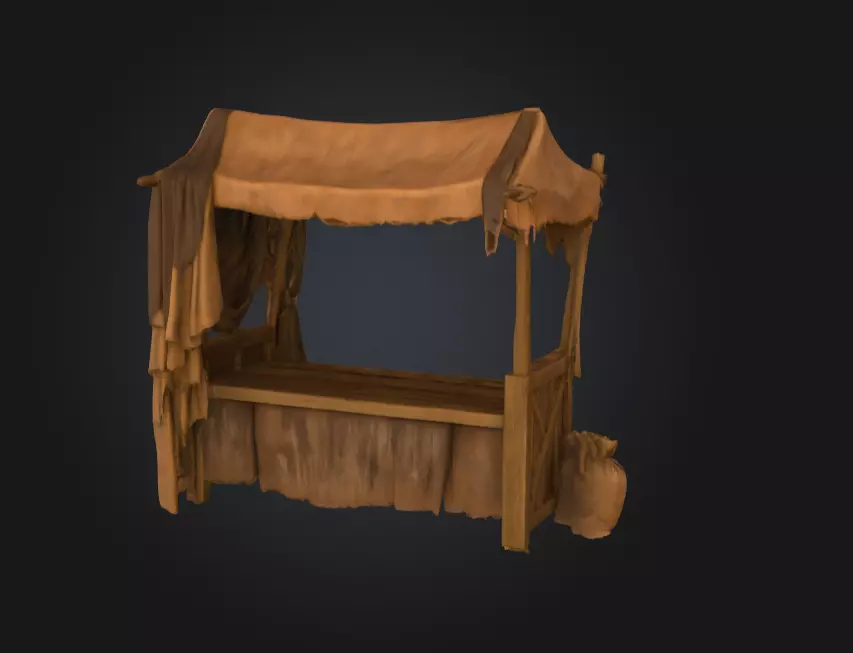 Medieval Market Stall Low-poly 3D model_4