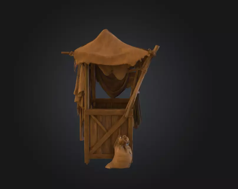 Medieval Market Stall Low-poly 3D model_3