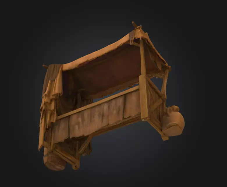 Medieval Market Stall Low-poly 3D model_12