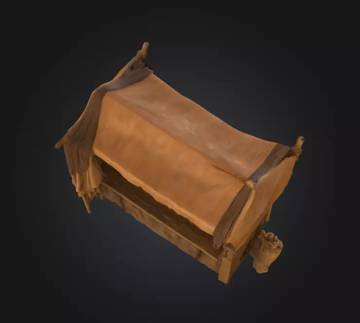 Medieval Market Stall Low-poly 3D model_11