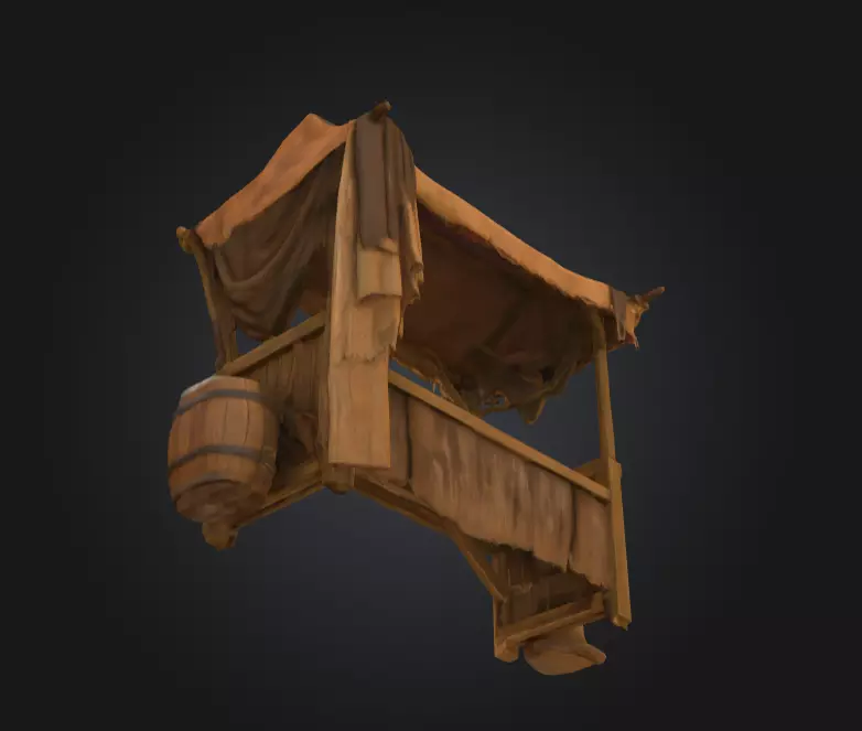 Medieval Market Stall Low-poly 3D model_13