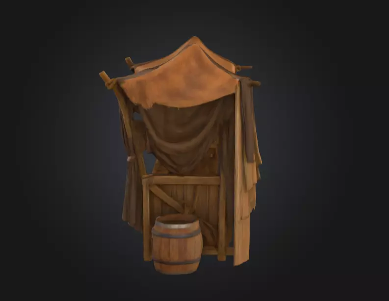 Medieval Market Stall Low-poly 3D model_7