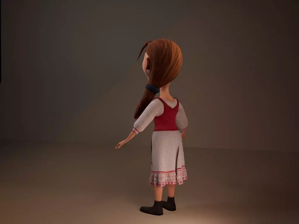 Stylized 3D Female Character Low-poly 3D model_3