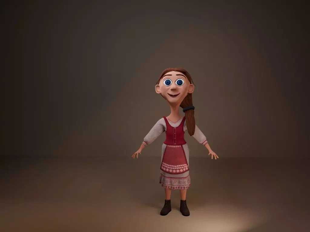 Stylized 3D Female Character Low-poly 3D model_4