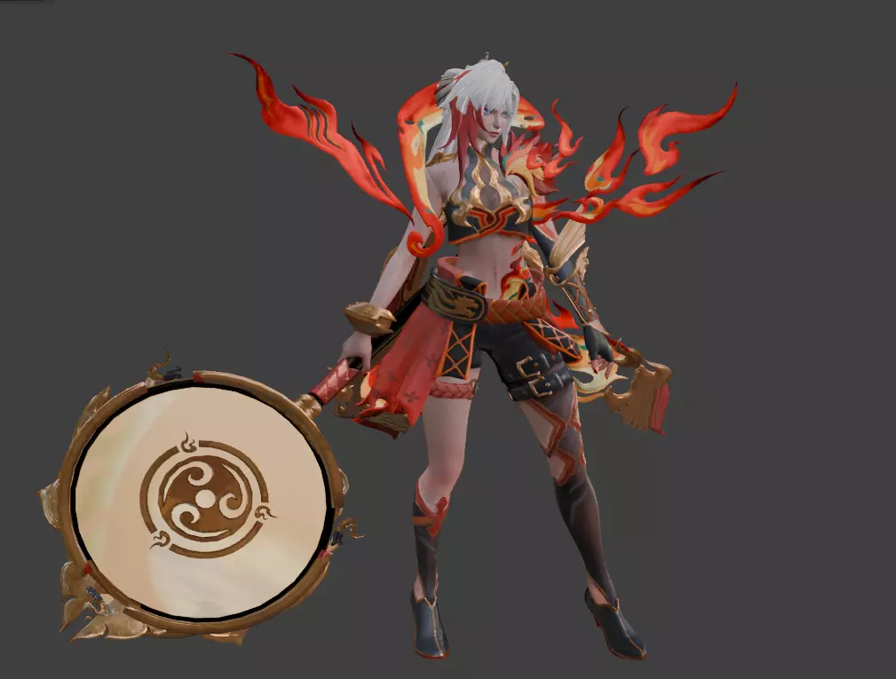 FantasyFireWarriorFemale3DModel Low-poly 3D model_1