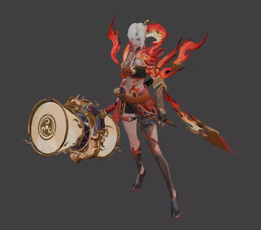 FantasyFireWarriorFemale3DModel Low-poly 3D model_3