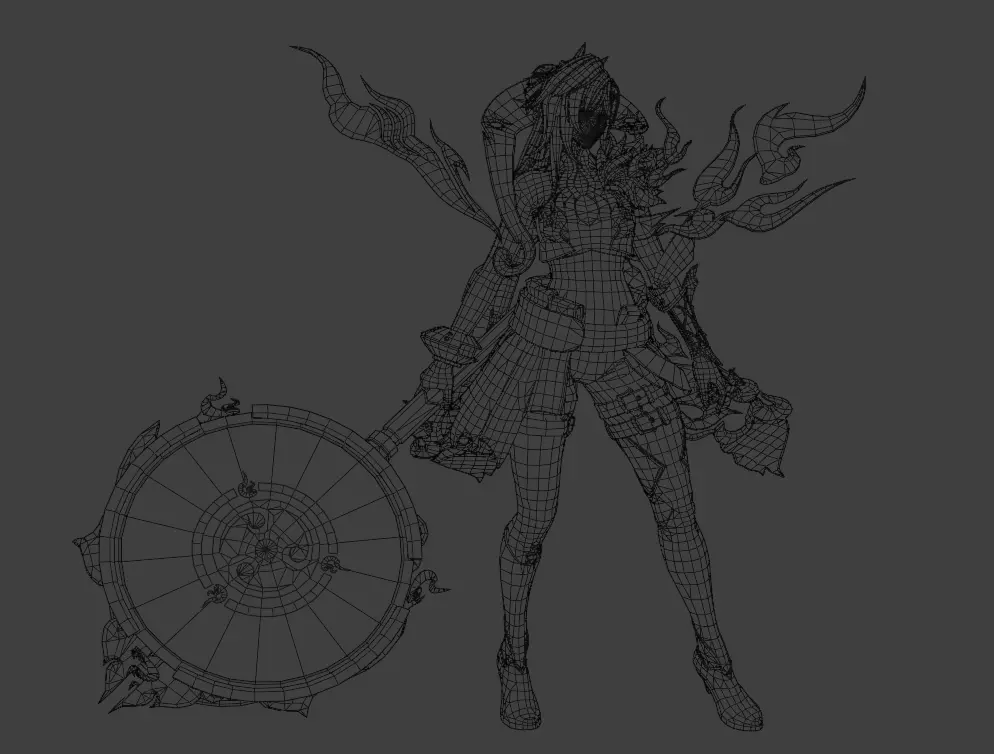 FantasyFireWarriorFemale3DModel Low-poly 3D model_2