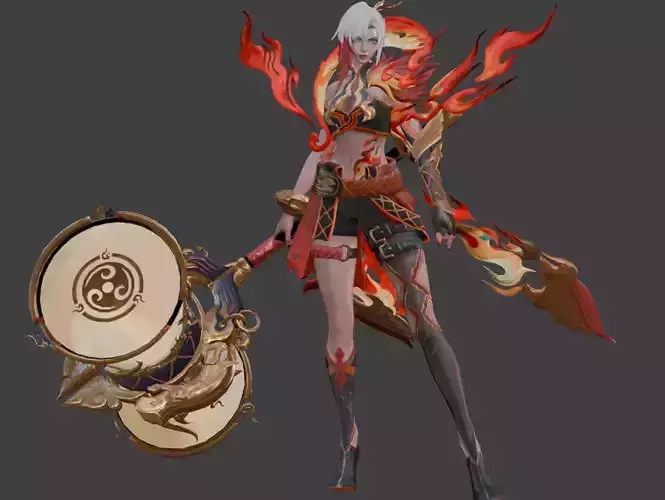 FantasyFireWarriorFemale3DModel