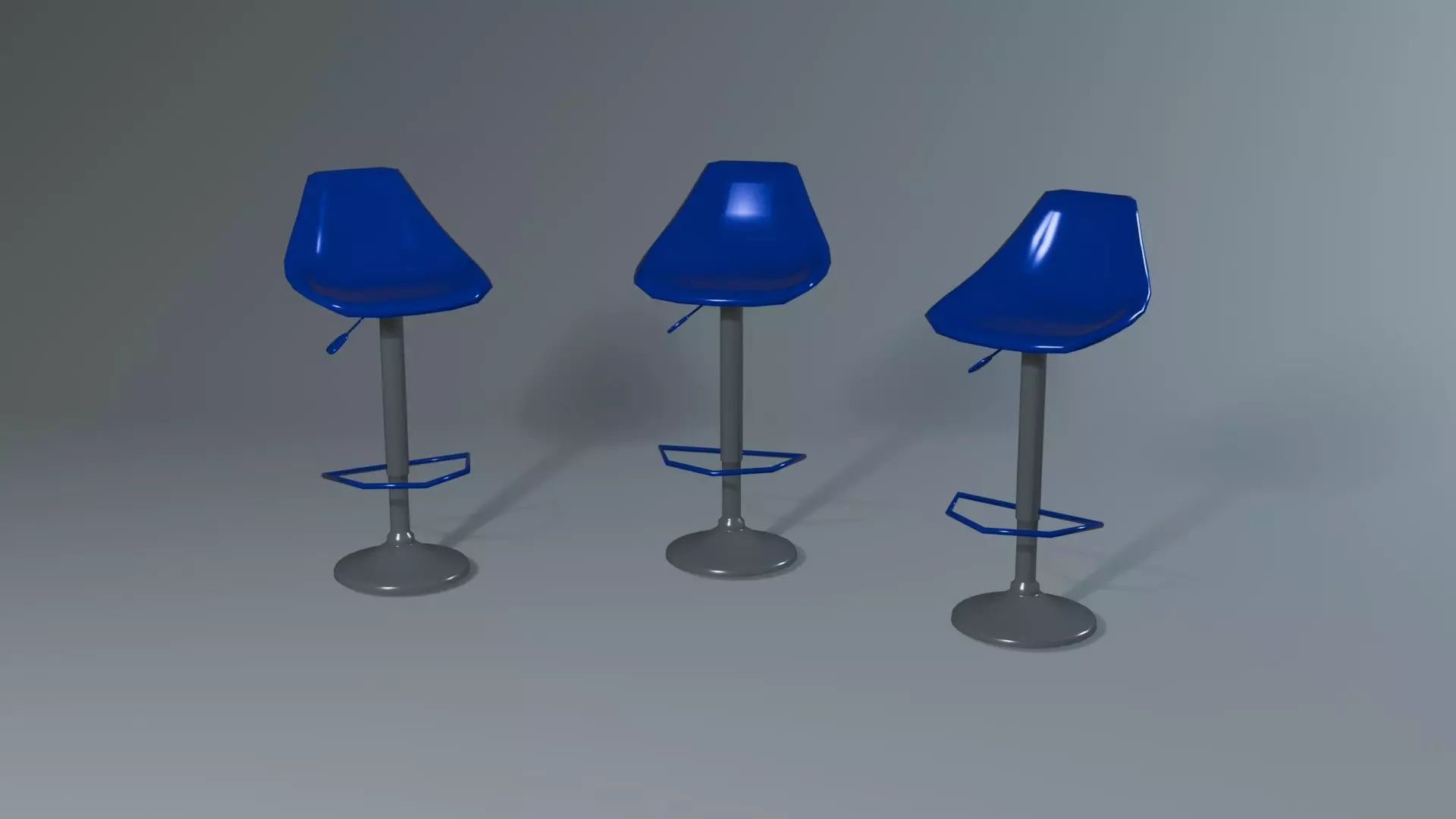 Modern 3D Bar Stool Minimalist Design with Blue Seat Low-poly 3D model