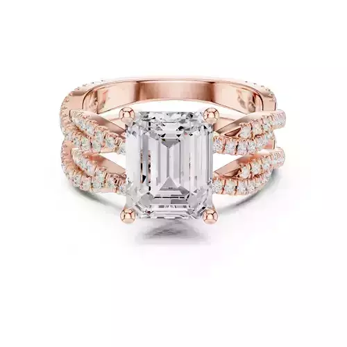 Twisted Shank Emerald Cut Bridal Wedding Ring Set 3DM STL Video