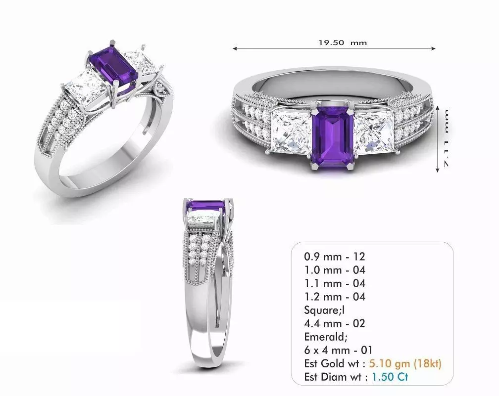 Diamond Wedding Ring 271 Free 3D print model