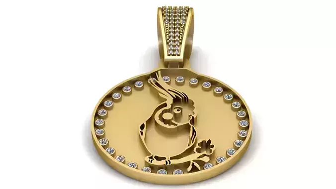 Gold Cockatiel Pendant