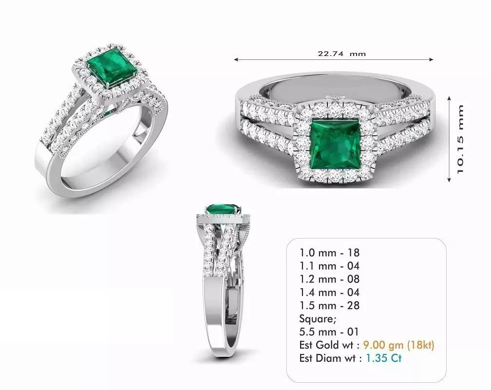 Diamond Wedding Ring 262 Free 3D print model