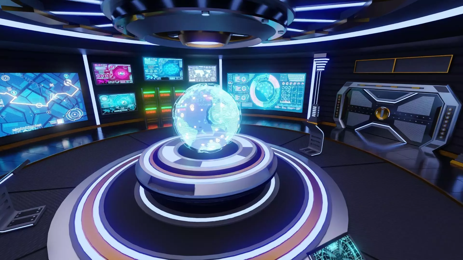 Sci-Fi Command Room Interior With 25 Sci-Fi Music Tracks Low-poly 3D model_21
