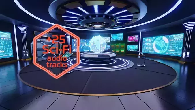 Sci-Fi Command Room Interior With 25 Sci-Fi Music Tracks
