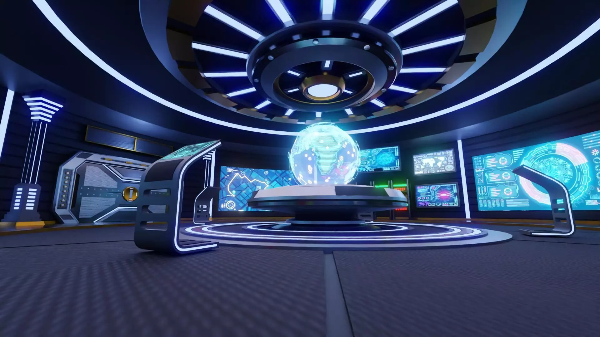Sci-Fi Command Room Interior With 25 Sci-Fi Music Tracks Low-poly 3D model_11