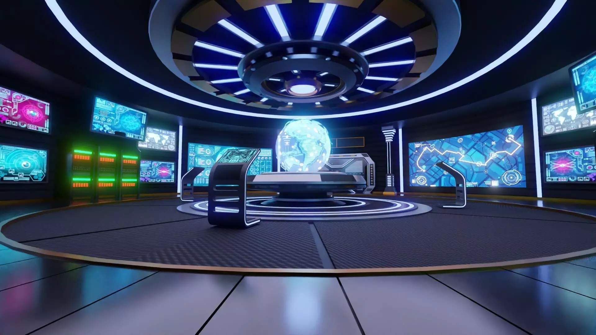 Sci-Fi Command Room Interior With 25 Sci-Fi Music Tracks Low-poly 3D model_20
