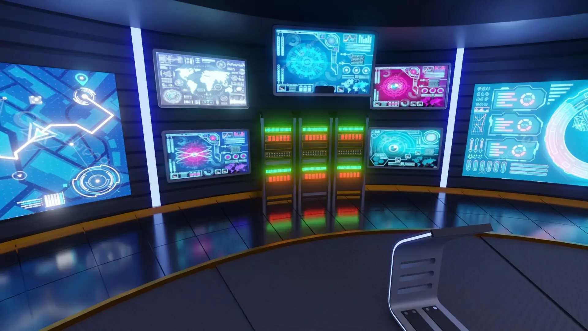 Sci-Fi Command Room Interior With 25 Sci-Fi Music Tracks Low-poly 3D model_4