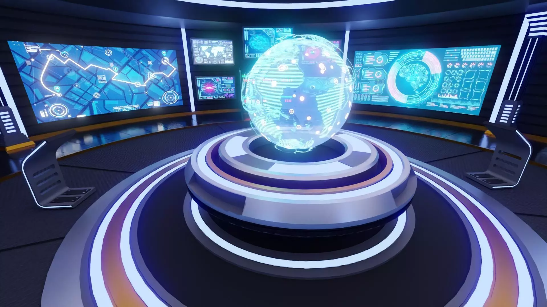 Sci-Fi Command Room Interior With 25 Sci-Fi Music Tracks Low-poly 3D model_6